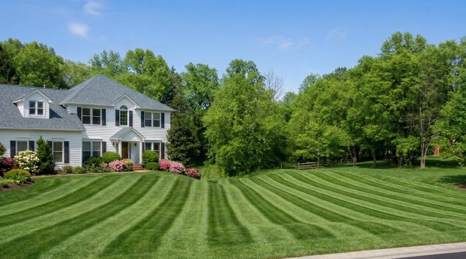 Perfectly striped freshly mowed lawn in Fairview TN